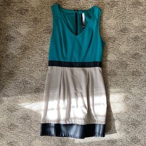 Leather detail/accent color block Kensie dress